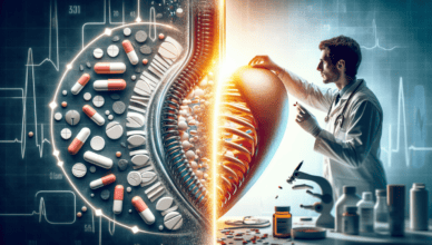 Mokslinis vaizdas apie žarnyno sveikatą, bakterijas ir gydytoją, tiriantį žarnyno mikroflorą laboratorijoje, siekiant gerinti virškinimo ir bendrą sveikatą.