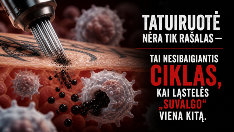 Tatuiruotė nėra tik rašalas, o nesibaigiantis imuninės sistemos ciklas, kai ląstelės „suvalgo“ viena kitą. 2 Tatuiruotė nėra tik rašalas, o nesibaigiantis imuninės sistemos ciklas, kai ląstelės „suvalgo“ viena kitą.