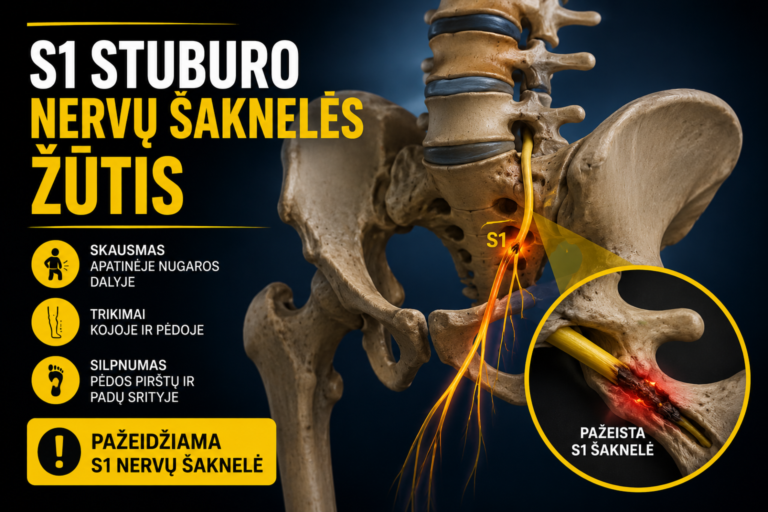 Kokias pasekmes sukelia S1 stuburo nervo šaknelės mirimas 4 Kokias pasekmes sukelia S1 stuburo nervo šaknelės mirimas