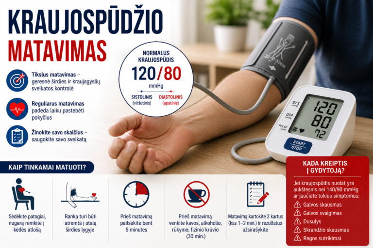 Kraujospūdžio matavimo taisyklės ir klaidos