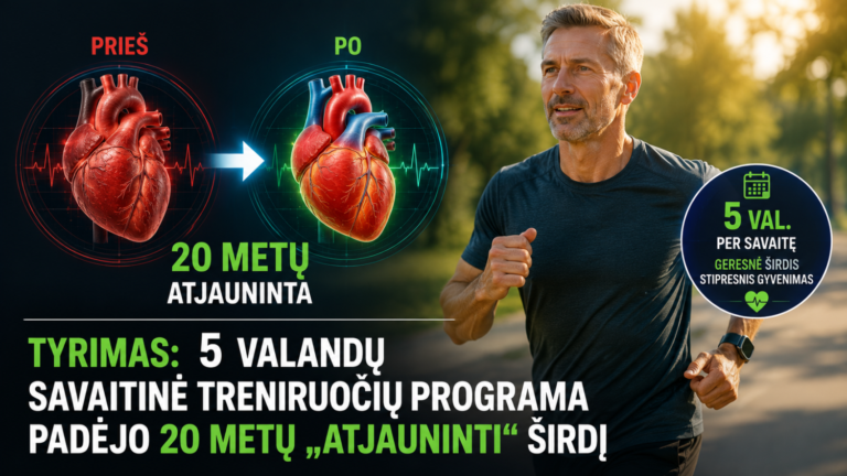 Tyrimas: 5 valandų savaitinė treniruočių programa padėjo 20 metų „atjauninti“ širdį 3 Tyrimas: 5 valandų savaitinė treniruočių programa padėjo 20 metų „atjauninti“ širdį