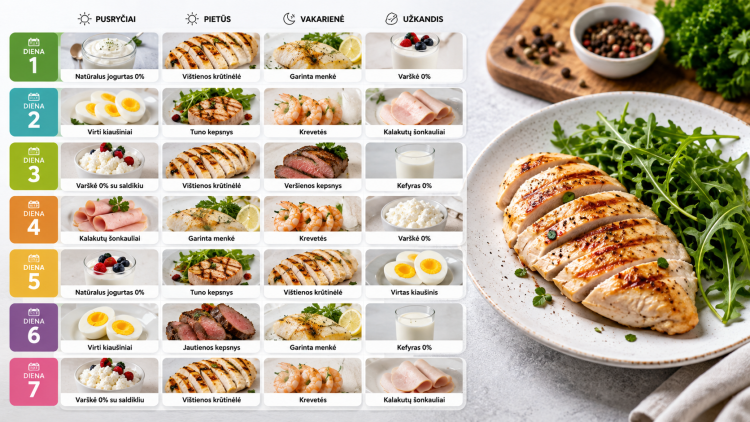 Dukano dieta – meniu kiekvienai dienai. Mokslinis pagrindas.
