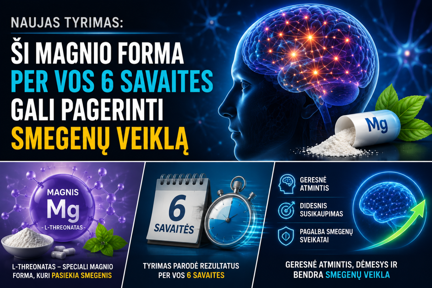 Naujas tyrimas: ši magnio forma per vos 6 savaites gali pagerinti smegenų veiklą
