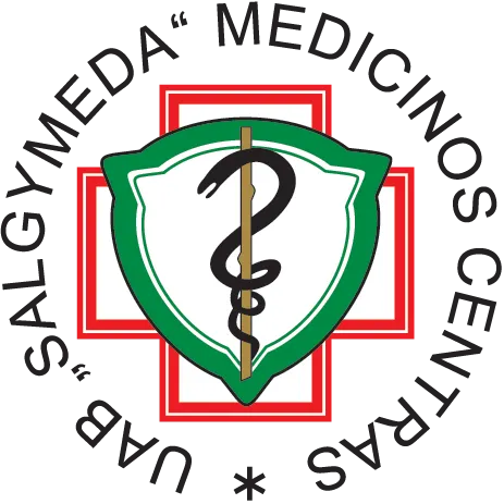 Sveikatos apsaugos simbolis su žvaigždėmis ir medicinos simboliu Salvijos medicinos centre.