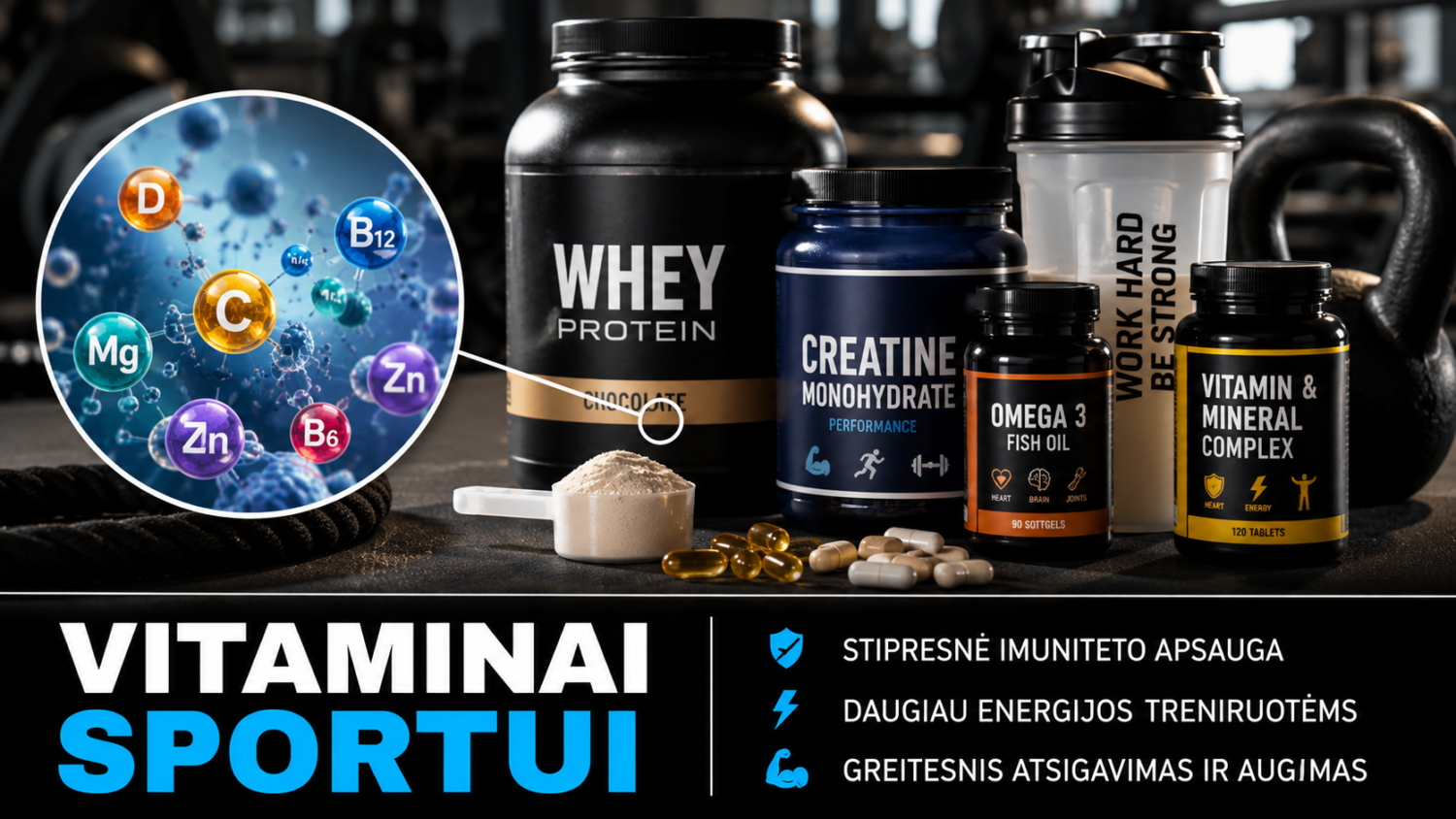 Vitaminai sportui: kas svarbiausia?