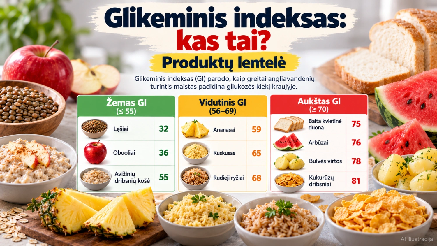 Glikeminis indeksas kas tai? Produktų lentelė. Kaip sumažinti natūraliai
