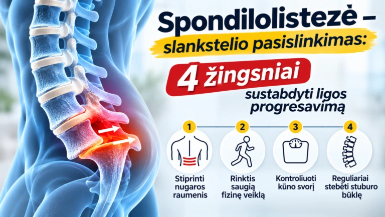 Spondilolistezė – slankstelio pasislinkimas: 4 žingsniai, padedantys sustabdyti ligos progresavimą
